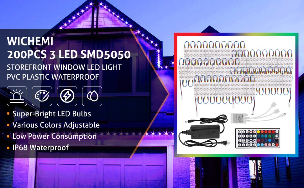 Image of WICHEMI Storefront LED Lights Window Lights LED Lights for Business 50FT
