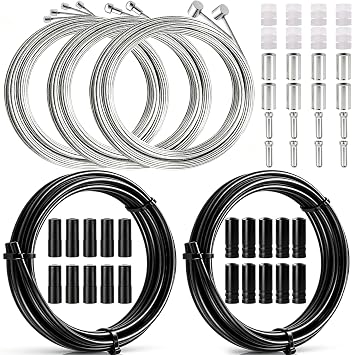 Taiss Universal Bicycle Brake Cable,Bicycle Shift Derailleur Bike Cable Housing Kit with O-Rings End Caps for Mountain Road Bike Repairred/Black