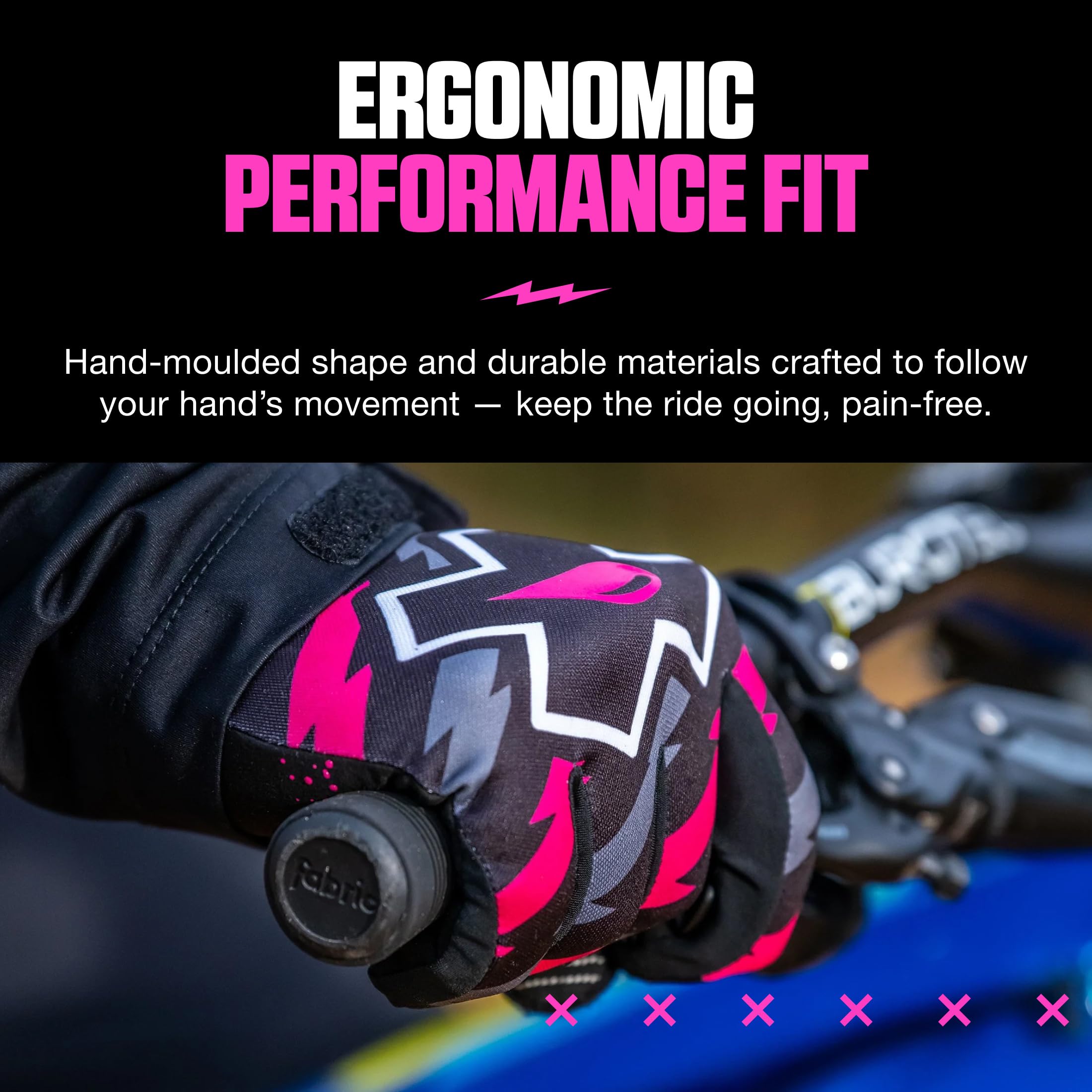 Muc-Off Unisex Bolt MTB, średnio premium, ręcznie robione rękawiczki wsuwane do jazdy na rowerze, oddychające, kompatybilne z ekranem dotykowym