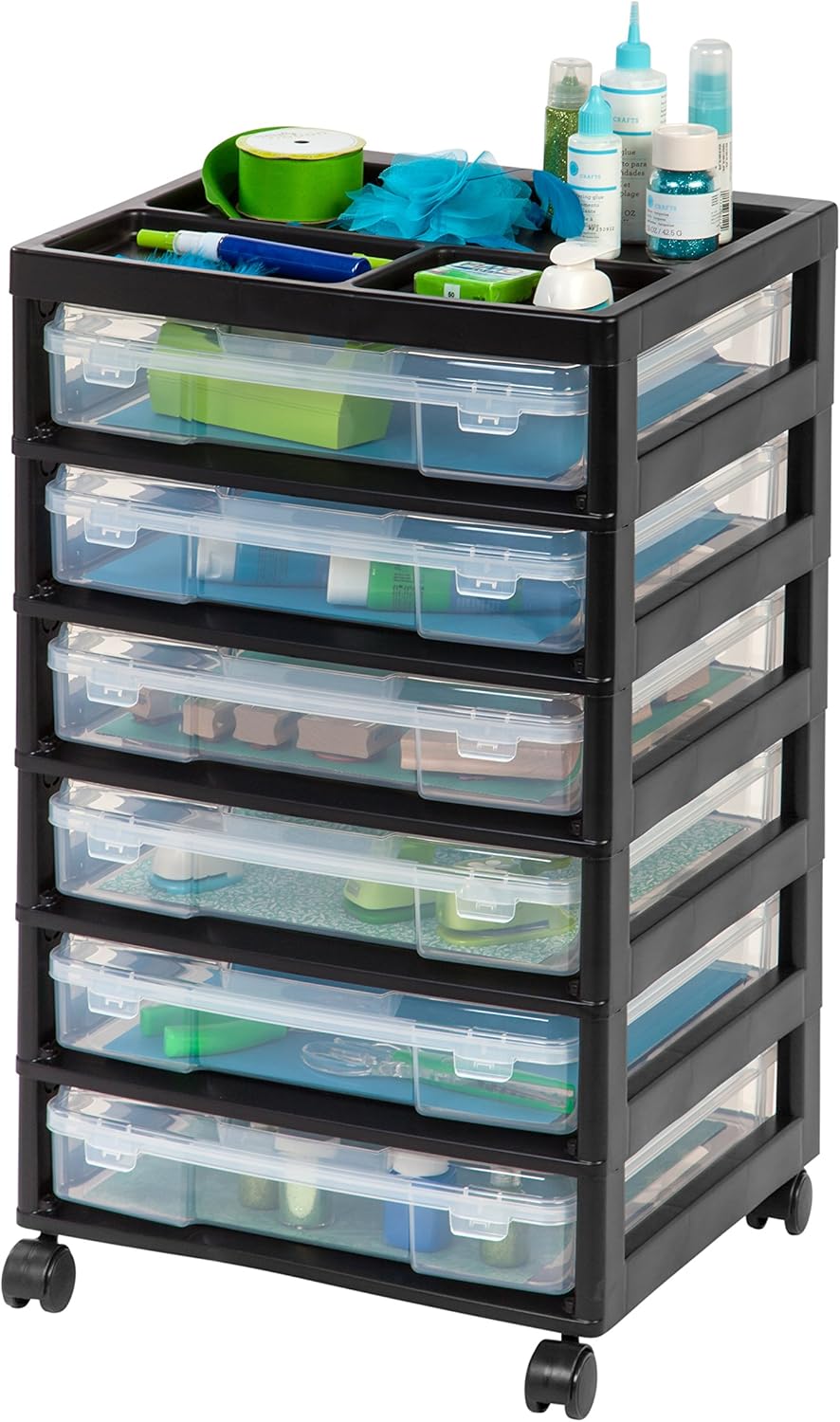 IRIS 150816 6Drawer Scrapbook Cart with Organizer Top, Black Amazon