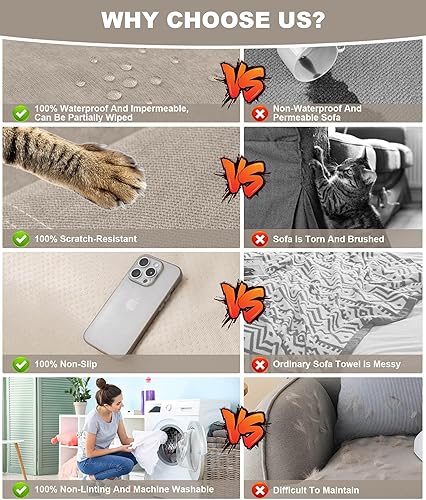 Miniatura 4 de Funda de sofá para perros, resistente al agua, a prueba de arañazos, protector de sofá reversible, lavable, antideslizante, en forma de L, manta