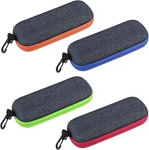 Pack of 4 Glasses Cases Made of Denim Fabric, Hard Shell Glasses Case, Travel Glasses Bag with Zip, Portable Denim Glasses Bag, Fashionable Hard Glasses Case for Students, Women, Men