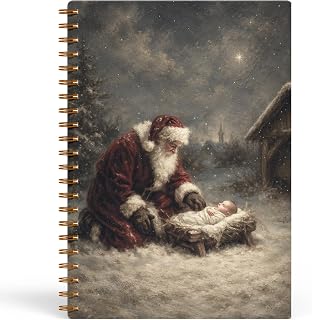Christian Nativity Christmas Spiral Notebook Journal 5.5x8.3 | Christmas Christian Gifts, Jesus Birth Religious Xmas Hardcover Notebook for Office School Supplies Church Notes and Planning