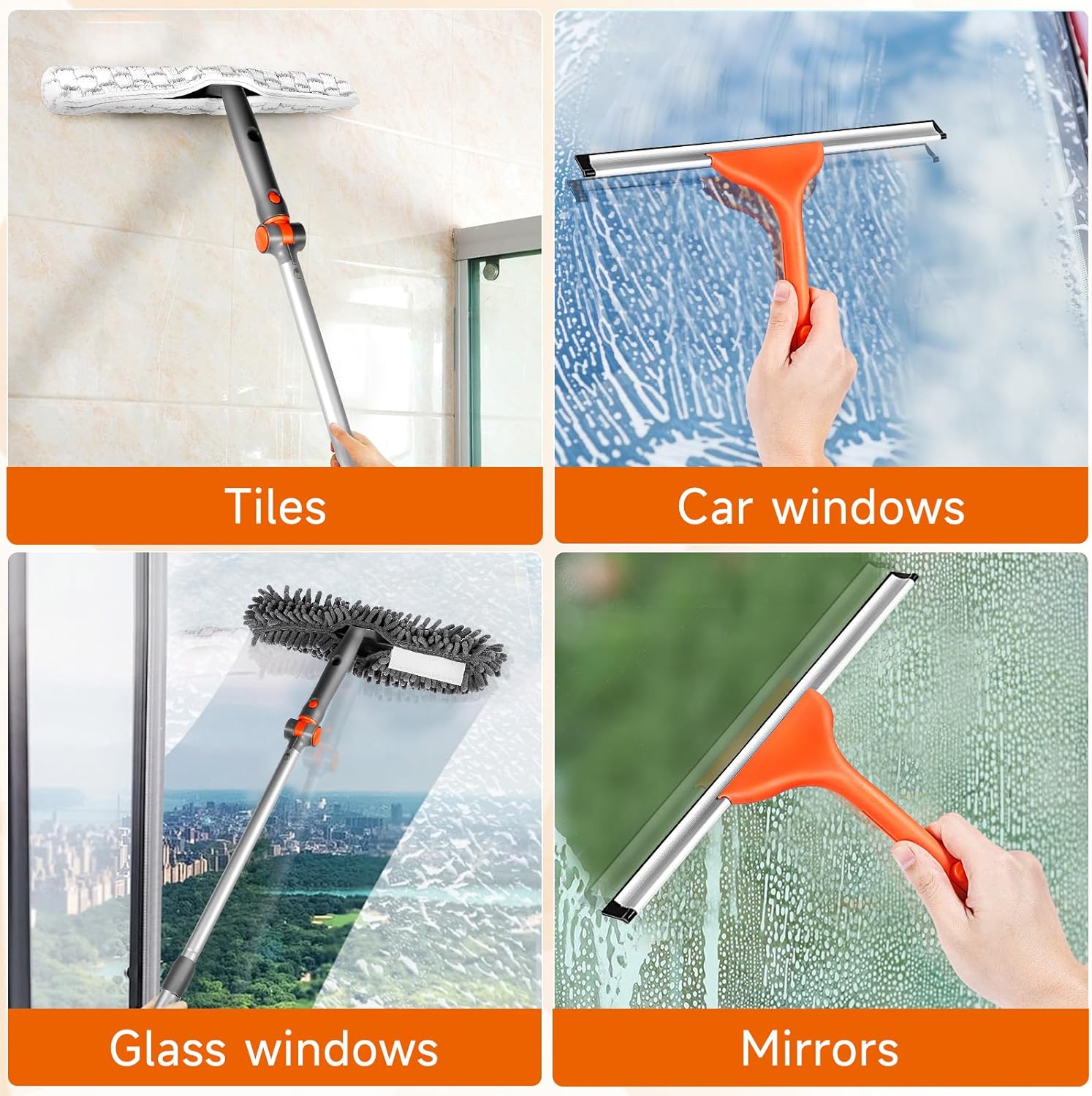 Chabatree Window Squeee Cleaner Set 2-in-1 Window Cleaning Tool with