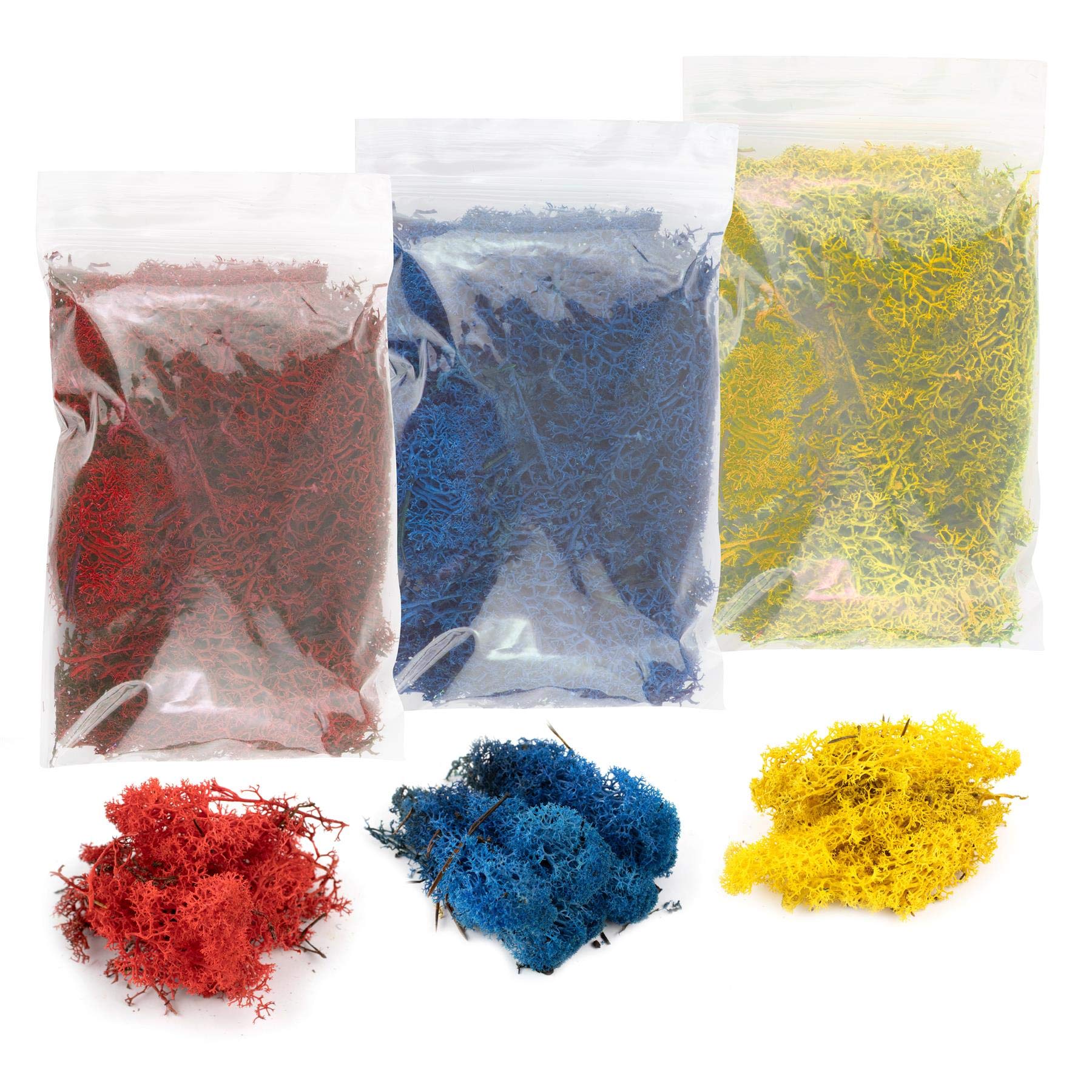 War World Scenics Lichen Moss Model Foliage Multi-Pack 3 x 20g (Yellow, Blue, Red) –Railway Modelling Wargame Basing Scenery Landscape Trees Bushes Hedges Diorama