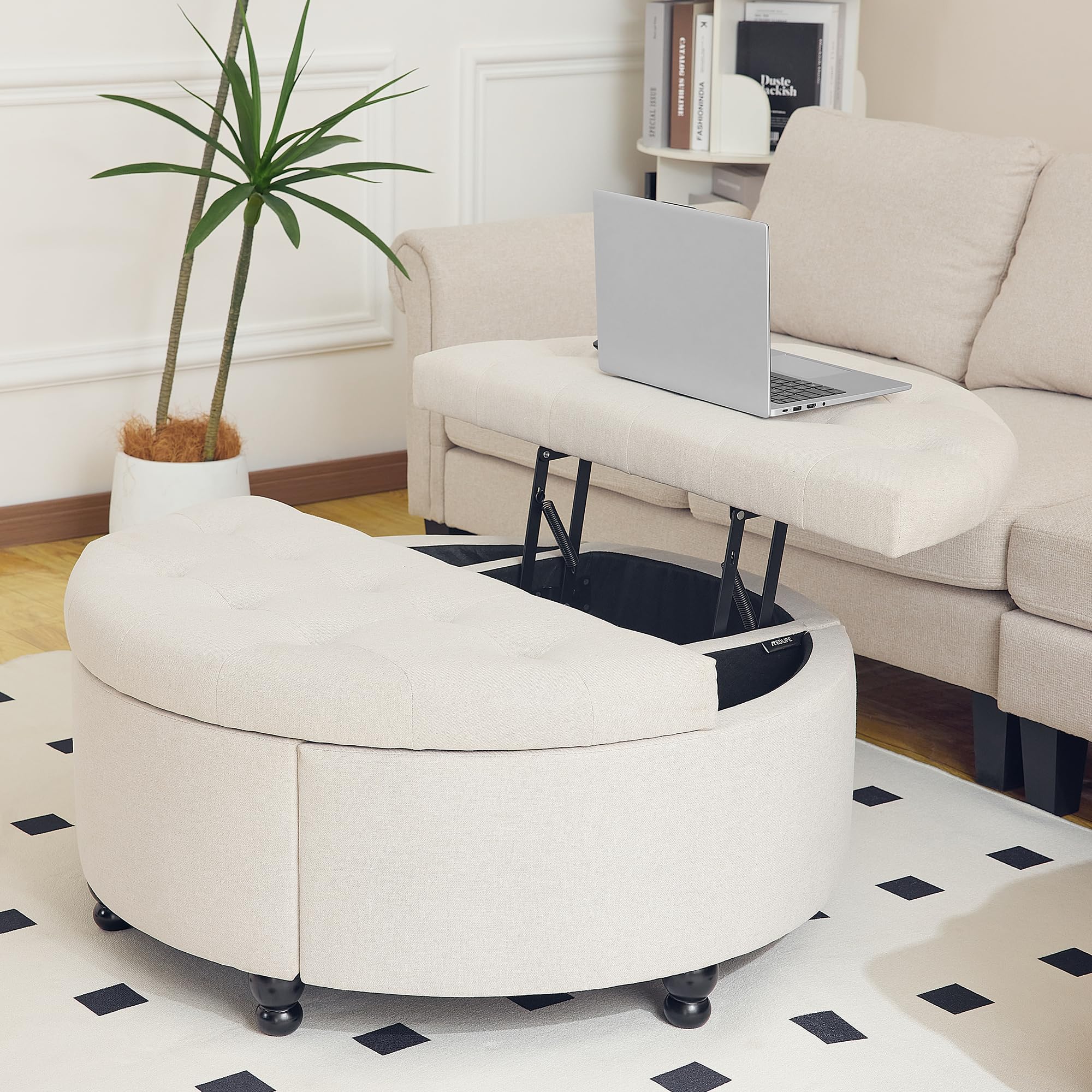 Amazon｜Redlife ラージラウンドオットマン 35インチ ラウンド