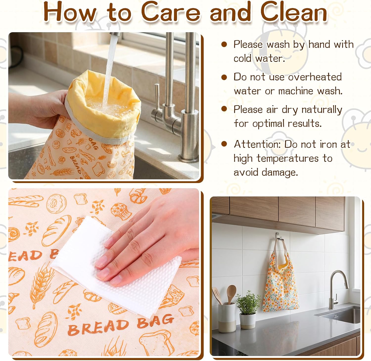 2 Pcs Beeswax Bread Bags, 13 x 17 Inch Reusable Cotton Beeswax Bag with Buckle Airtight Freshness Keeper Food Storage for Sourdough, Homemade Breads