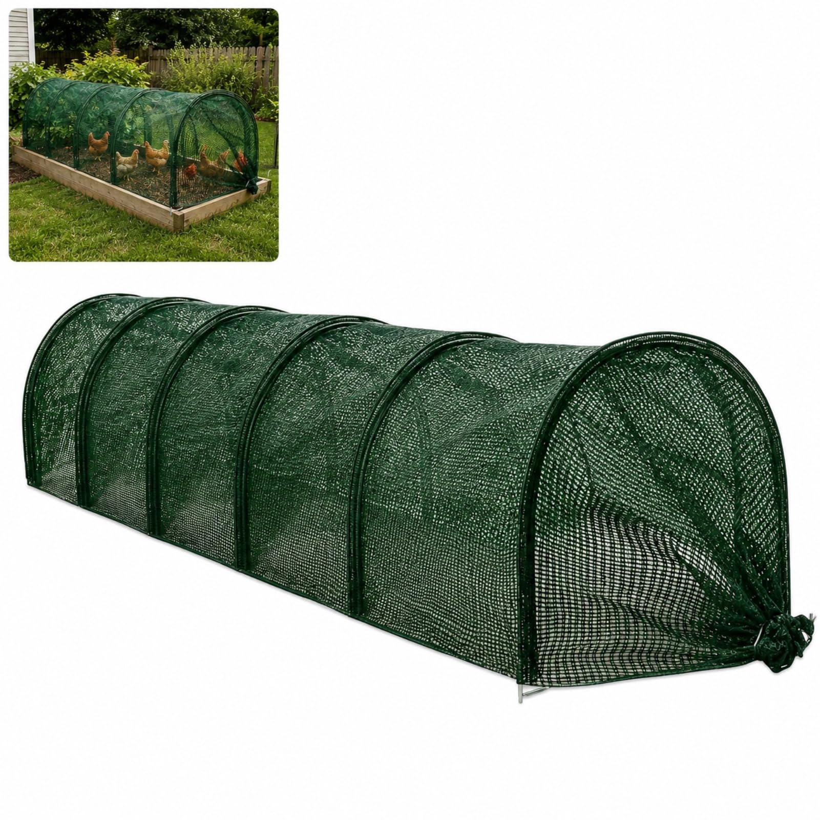 Garden Mesh Shade Tunnel Netting, Agricultural Shade Cover with Tunnel Design, Outdoor Mesh Net for Poultry, Chickens, Plants, Vegetable Beds, Farm Garden and Allotment Use (green-1 piece,300 * 45cm)