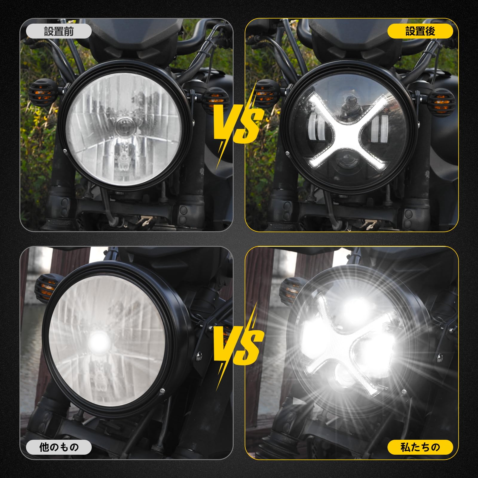 Vストローム250用 LED ヘッドライト+風防+ 拡張ラックキット Amazon | Motikvans Vストローム250用 LED ヘッドライト+風防+ 拡張