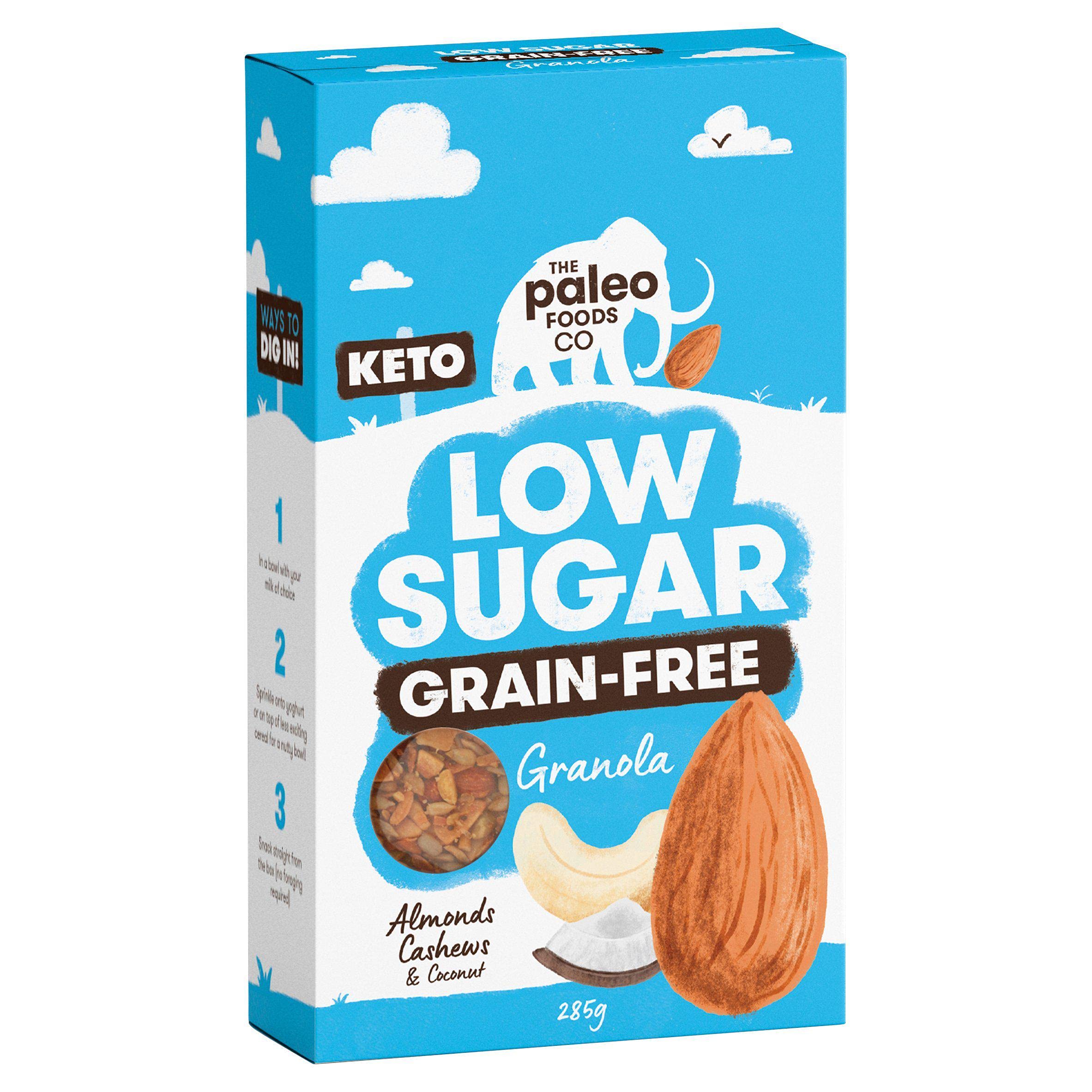 The Paleo Foods Co. Keto, No added sugar, Low Carb, Grain-Free Granola, Gluten Free, Diabetic Friendly, Vegan, Paleo, Healthy (Low Sugar, 1 x 285G Pack)