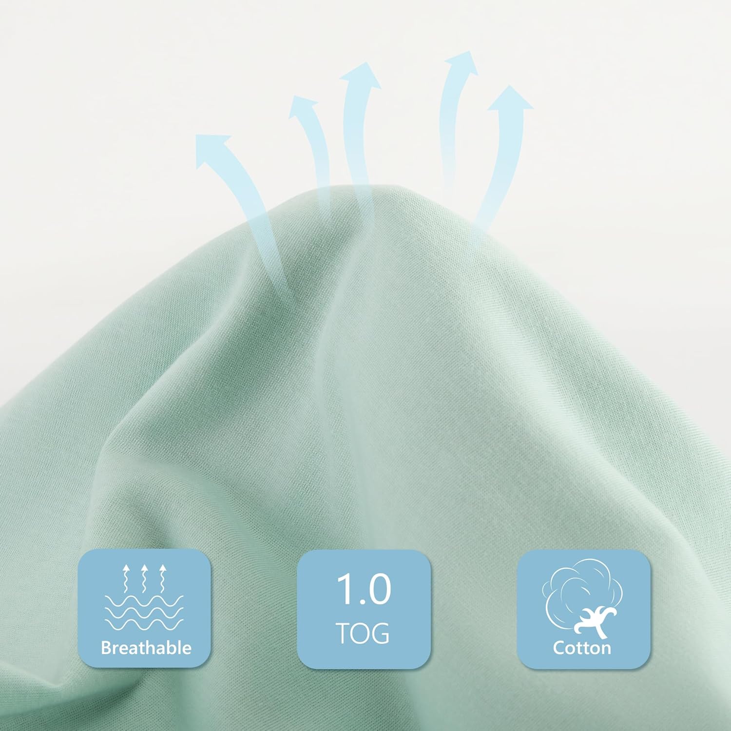 TILLYOU Baby Sleep Sack 0-6 Months, 1.0 Tog Soft Double Zipper Sleeping Sack Wearable Blanket, Green - Image 4