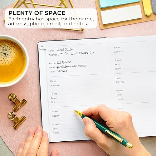 Miniatura 9 de Clever Fox Libreta de direcciones con pestañas alfabéticas, teléfono de piel sintética y libreta de direcciones para mantener los contactos seguros,
