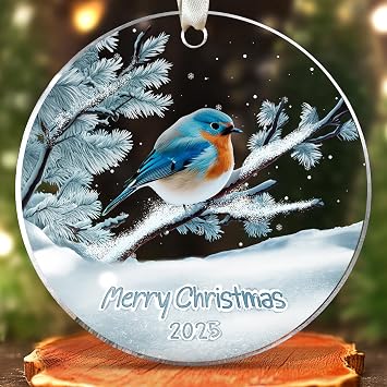 KatAndNat Bluebird Ornament - Blue Bird Christmas Ornaments, Bird Ornaments for Christmas Tree - Bluebird of Happiness Keepsake - Acrylic Ornament 2025