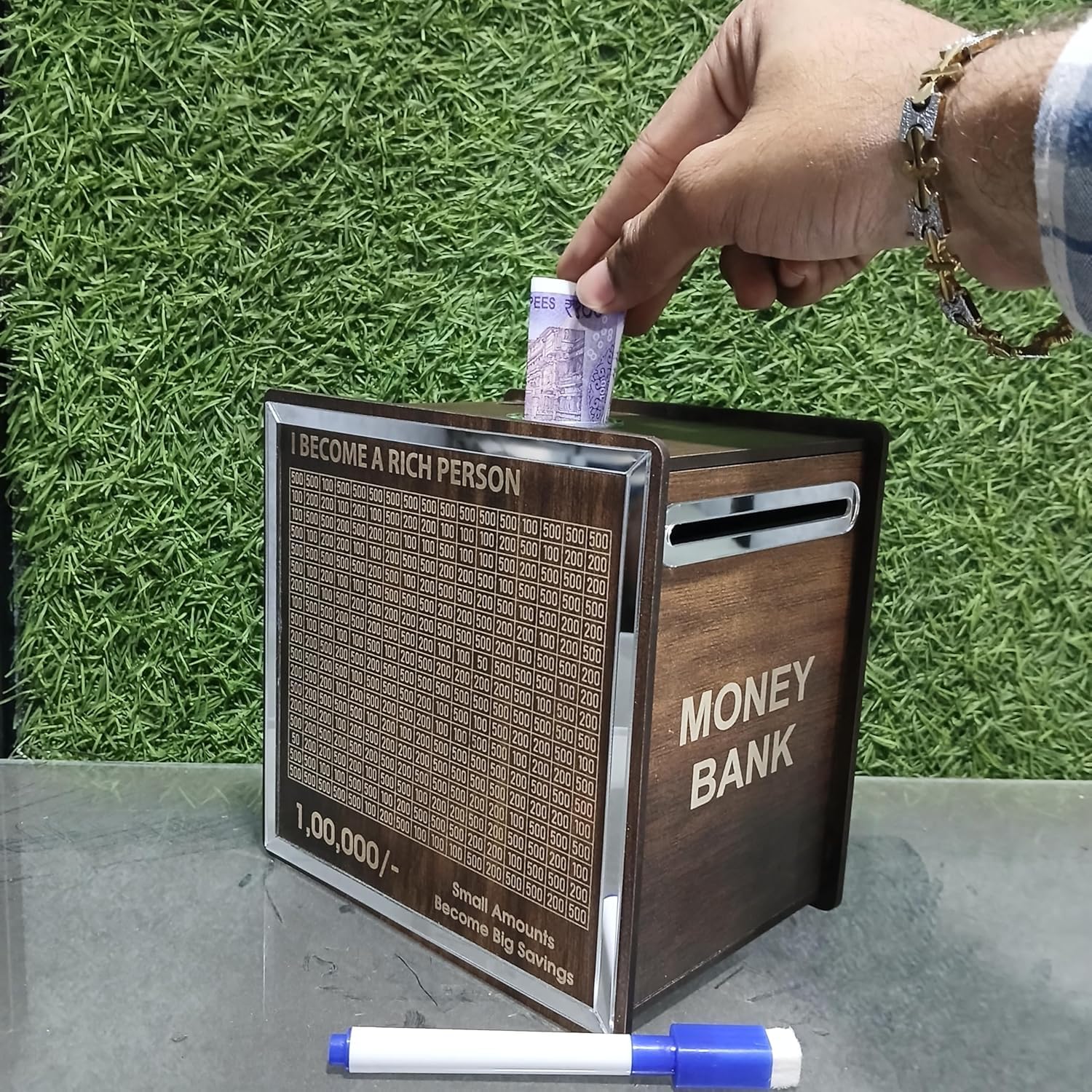 Unique Cash Vault Wooden Money Saving Box Cum Gulak Future Saving Plan Box Cash Saving Limit 100000-image-35