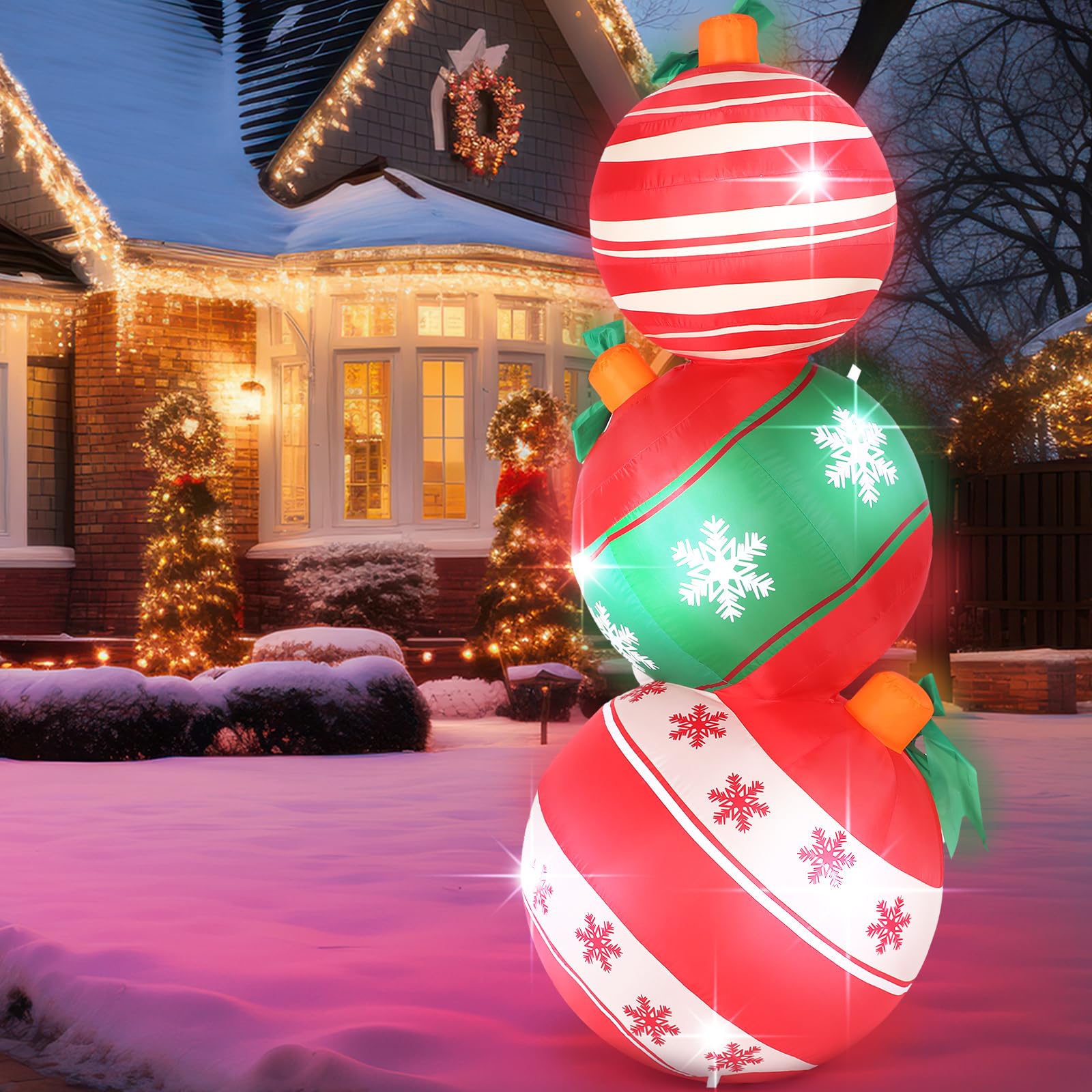 Ceenna 6 ft Christmas Inflatables Outdoor Decorations Christmas Blow up Yard Decorations with Built in LED Lights for Outside Lawn Yard Garden Xmas Holiday Party (Christmas Ball)