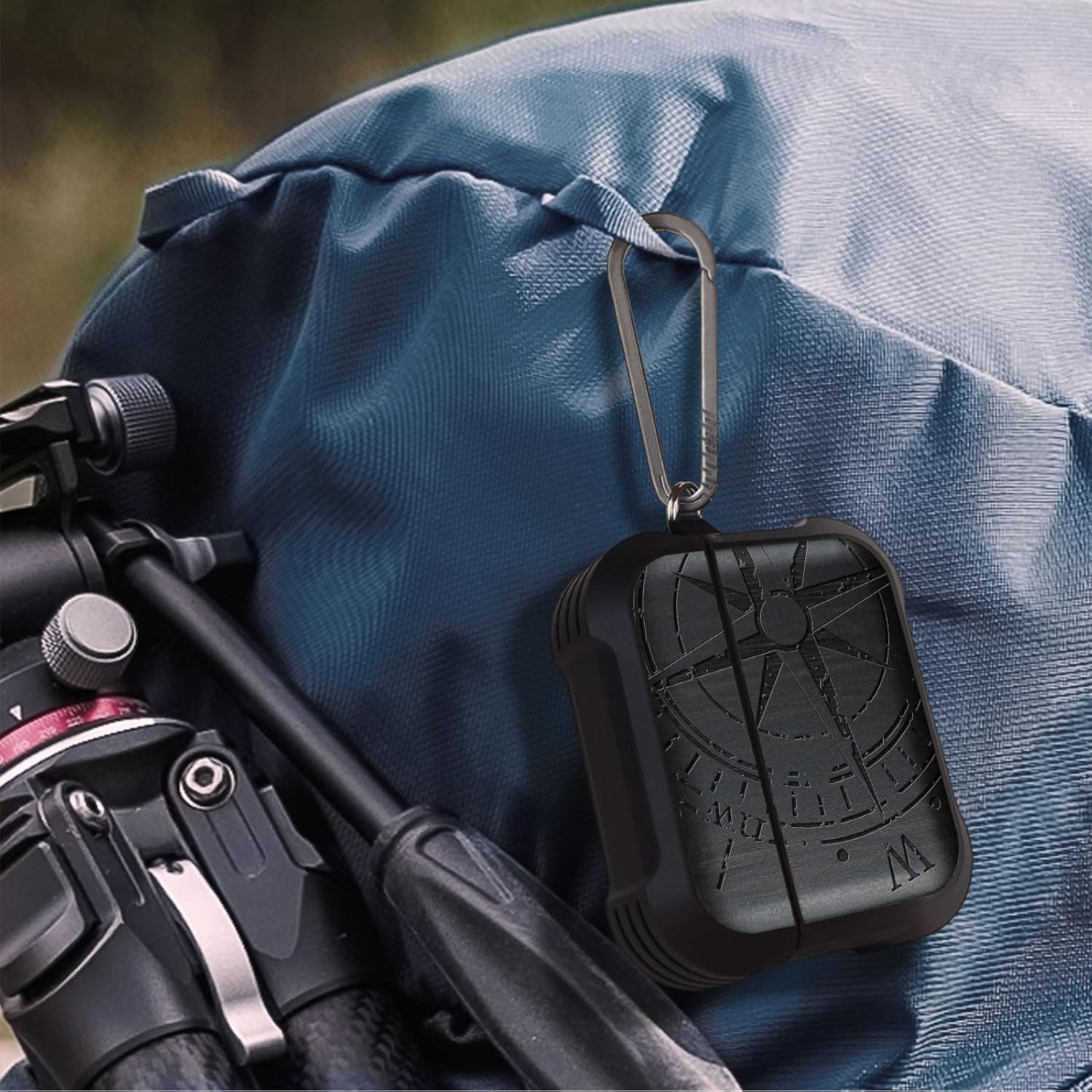 Carveit Wooden Case for AirPods Pro 3 Case (2025), Wood Artisan Engraved & TPU Shockproof Cover, Titanium Quick Released Clasp, Wireless Chargers Compatible (The Incomplete Compass) Blackwood