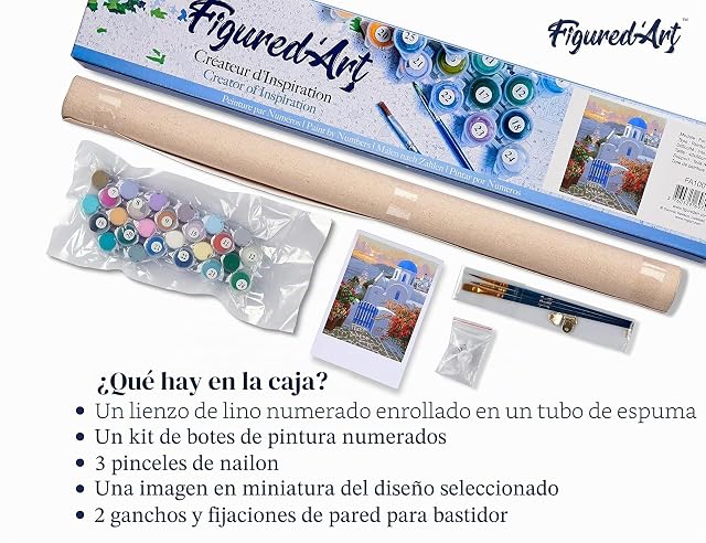 Foto 5 de 8 de Figured'Art Pintar por Numeros Adultos Mar Egeo - Manualidades pintura acrilica Kit Cuadro DIY completo