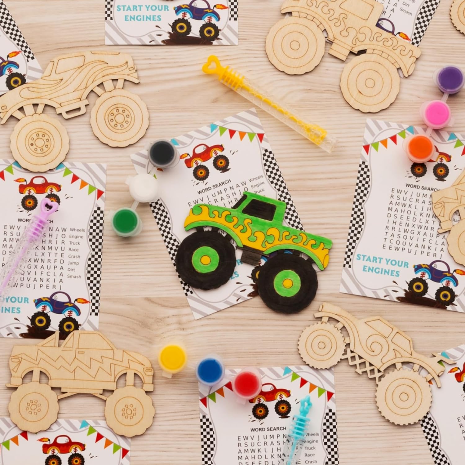 Monster Truck Party Favors - 12 PCS Truck Car Birthday Party Supplies - Car Bubbles & Paint Crafts - Monster Truck Birthday Decorations Goodie Bags Gifts Prizes for Kids Girls Toddler - Image 2