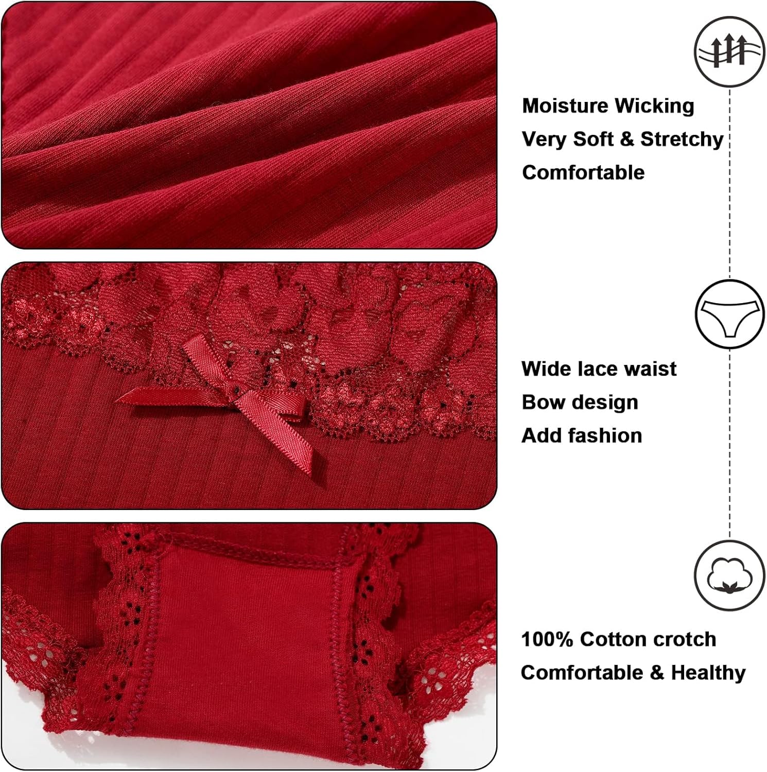 Aijolen Cotton Underwear for Women Breathable Lace Bikini Panties Ladies Hipster Underpants S-XL - Image 4