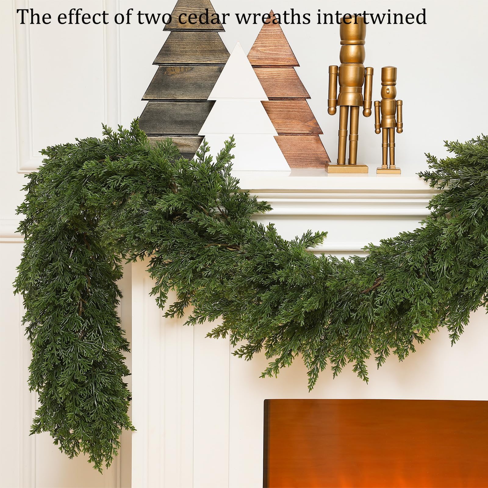 Faux Cedar Pine Garland, Garlands For Home Decoration Christmas, Christmas Garland Decorations, Norfolk Pine Garland, Prelit Christmas Cedar Garland For Stairs, Dining Table, Fireplace (1pc)