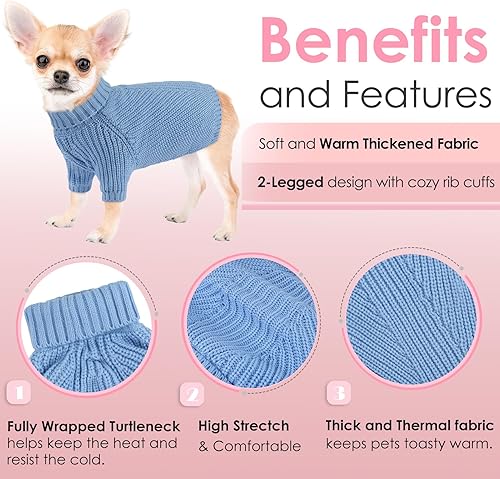 Vista 3 de AOFITEE Suéter XL para perro, suéter de Navidad para perros medianos, niñas y niños, suéter de punto liso, suéter de cuello alto para perros