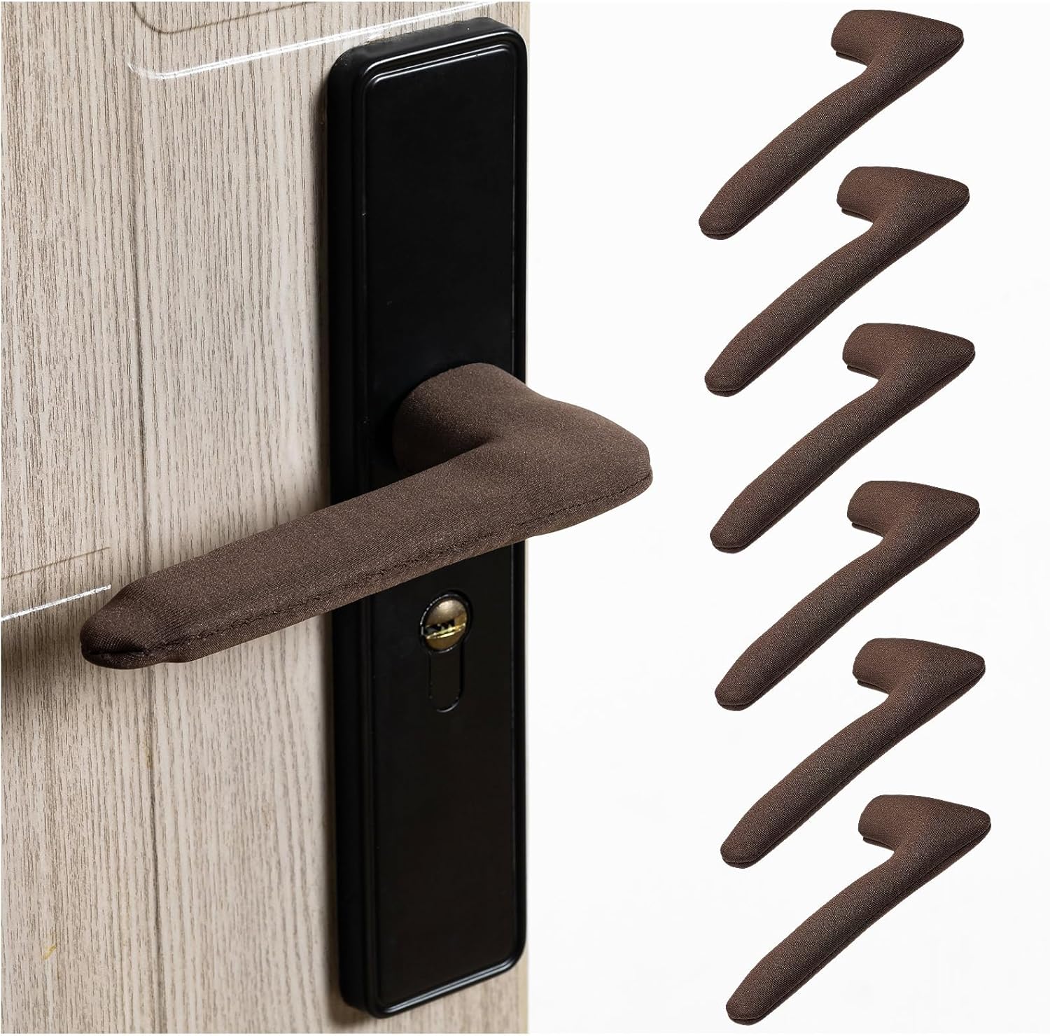 HLARTNET 6PCS Door Handle Cover, Anti-Scald and Antifreeze Door Handle Protector for Handles, Protect for Hot and Chills (6Pack Black)