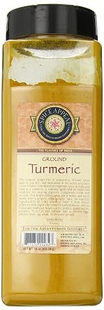 Spice Appeal Ground Turmeric Powder, Authentic Vegan Indian Spice, 16 oz | 1 Pound bulk bottle of natural, bright yellow culinary seasoning. Ideal for curries, golden milk lattes, and bulk food prep.