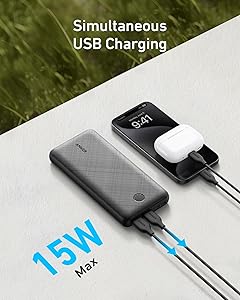 Anker Portable Charger, 325 Power Bank (PowerCore Essential 20K), 20000mAh Battery Pack with 15W Charging, PowerIQ, 2 USB-A, 1 Micro USB, Two-Way USB-C Ports for iPhone Series, AirPods, and More