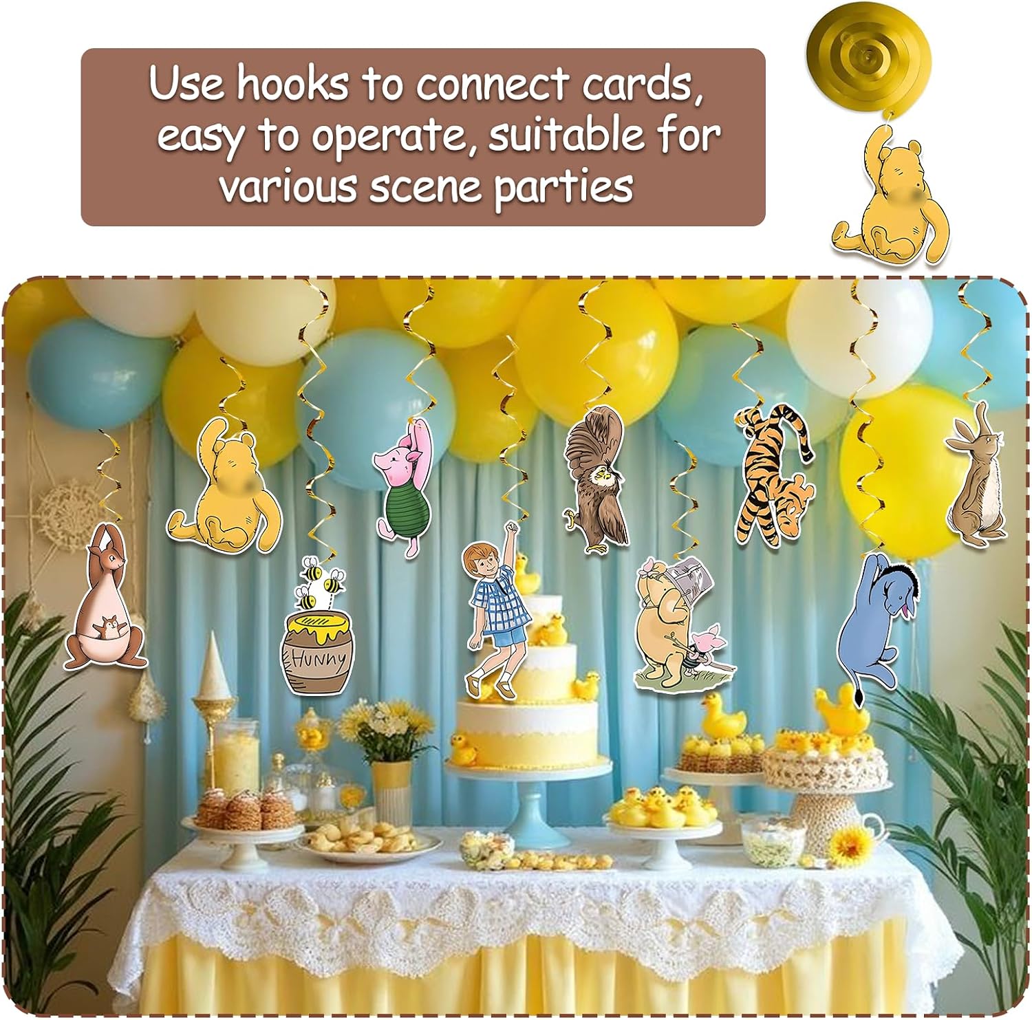 20 Pcs Bear Swirls Hanging for Classic Bear Baby Shower Decorations Bear Birthday Decorations Bear Party Nursery Decor Bear Centerpieces