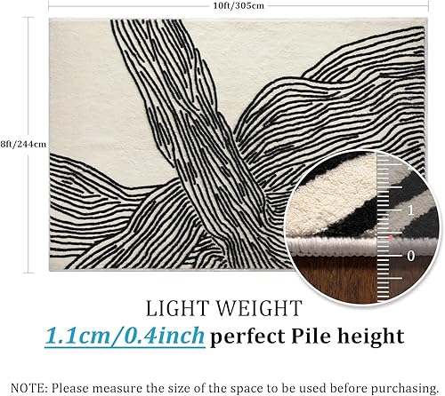 Miniatura 42 de YIHOUSE Alfombras de área de 5 x 8 pies, alfombra lavable abstracta, moderna alfombra blanca y negra para dormitorio, sala de estar, comedor, Modern
