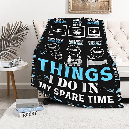 Miniatura 2 de Manta de avión, regalo para piloto, regalos de piloto, regalos de aviación para hombres, manta de avión de franela suave y esponjosa, decoración de