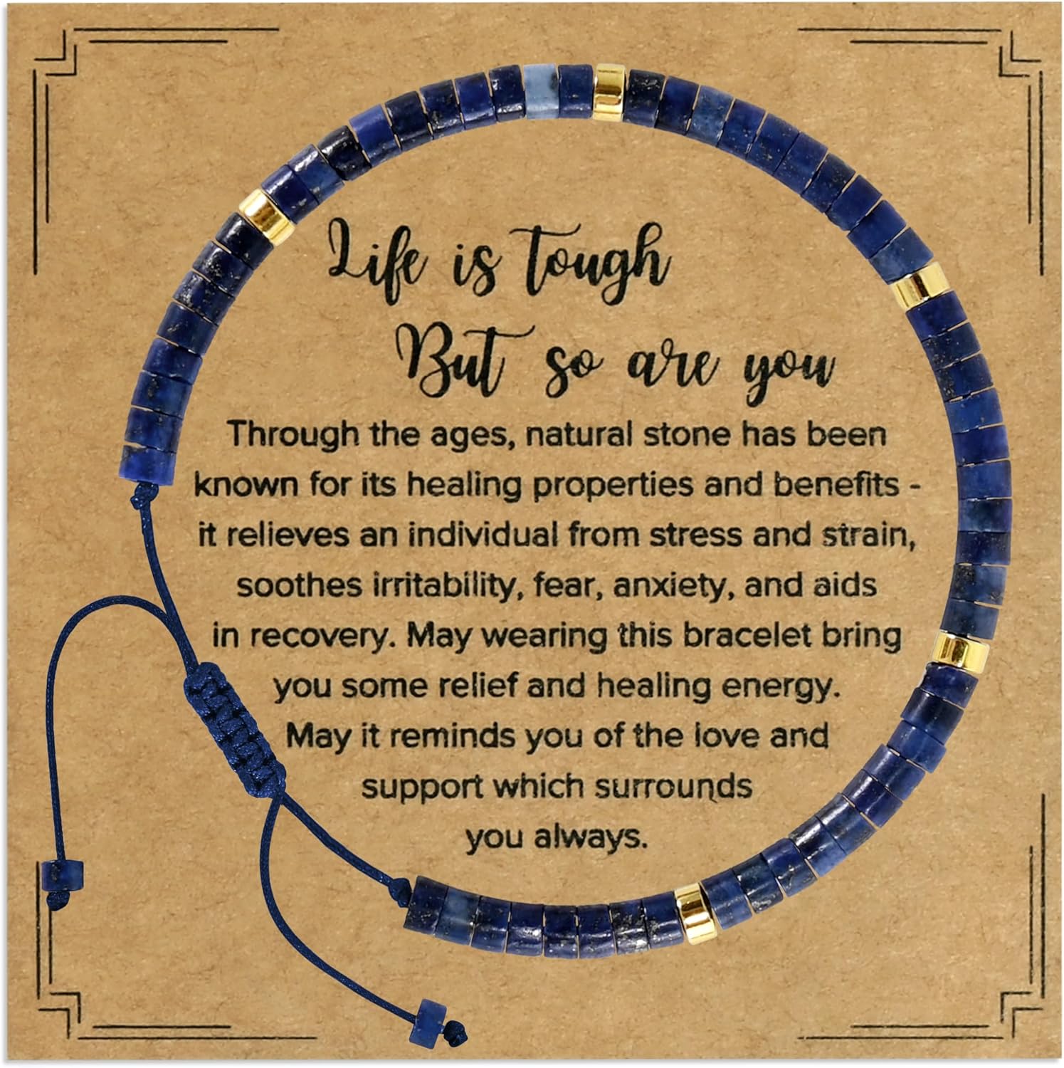 VIBILIA Get Well Gifts for Women, Inspirational Gifts Natural Stone Healing Bracelet, Thinking of You Encouragement Strength Bracelets for Women on Birthday Valentine's Day Easter Mother's Day