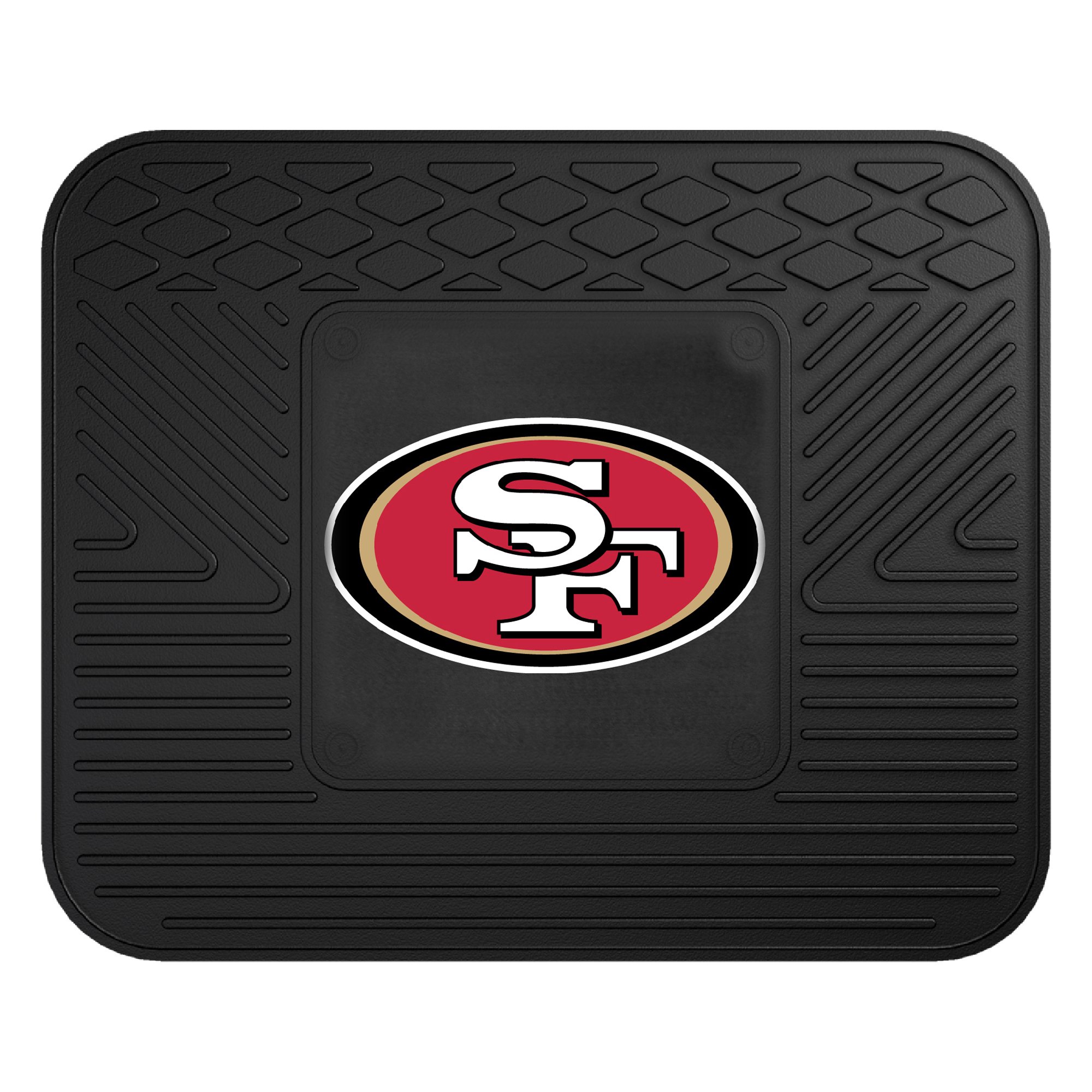 FANMATS 9973 San Francisco 49ers Back Row Utility Car Mat - 1 Piece - 14 inch x 17inch, All Weather Protection, Universal Fit, Molded Team Logo