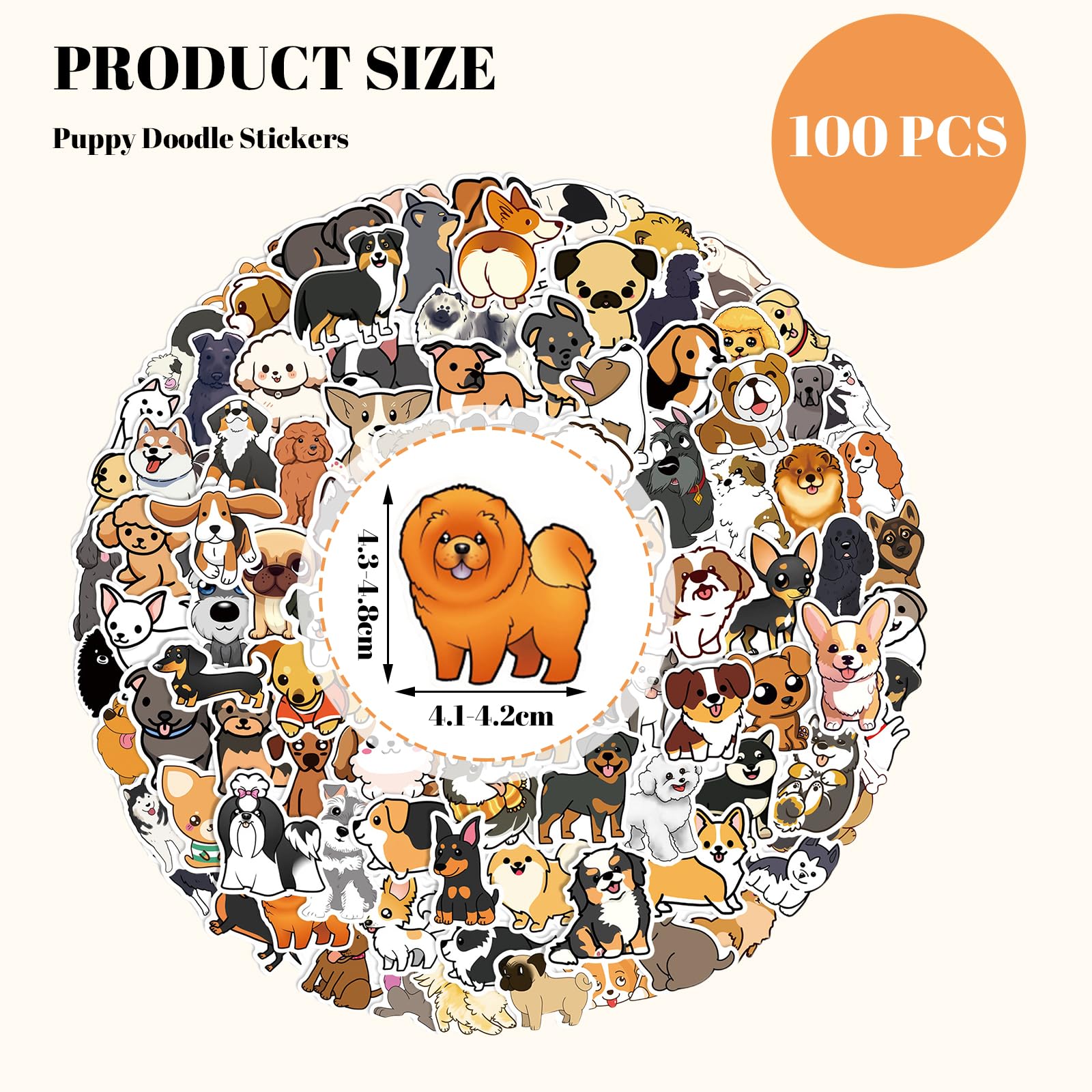 50pcs Autocollants Chien Mignons, Autocollant Chiot Kawaii Autocollants Imperméables Chiens Animaux Dessin Animé Vinyle Dogs Stickers pour Bagages Vélo Enfants Adolescents Adultes Décoration