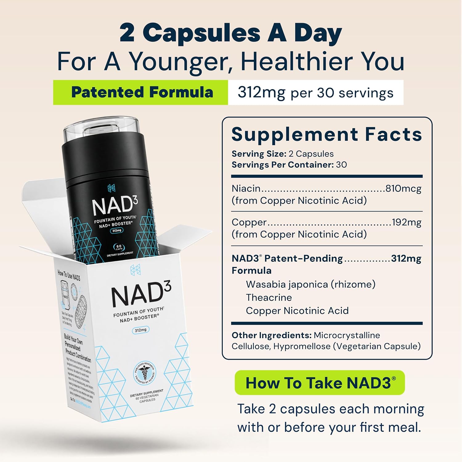 HPN NAD3 NAD+ Booster for Cellular Energy, 60 Caps, 30-Day Supply image 2