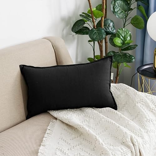 Jeanerlor Cotton Linen Decorative 12"x20" Lumbar Throw Pillow Case Cushion