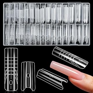 MELLIEX 240 Pieces Sandwich Nail Molds, 15 Sizes Double Shape Sandwich Nail Molds Reusable Nail Shape for Professional Polygel Extension (Square)