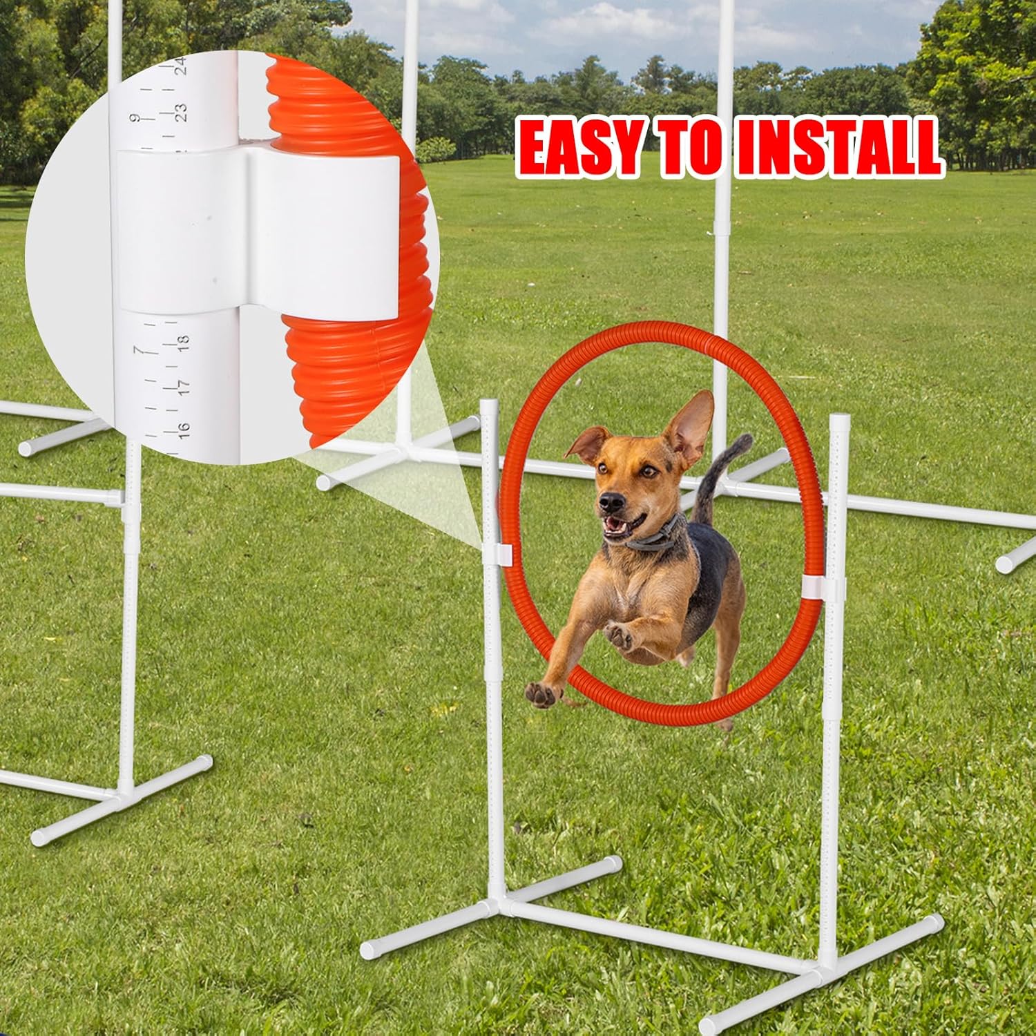 anwickjeff 6 Pack Dog Agility Jumps with Carry Bag Exercise,Dog Jumping Hurdles Adjustable Height Jump Bars,for Indoor Outdoor Dog Agility Course Game(6 Pack)