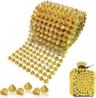 Yhsheen 1Yard Spike for Crafts Stude Cone Flatback Plastic Trim Mesh for Holloween Decoration Costume Embellishment Crafts(Gold)