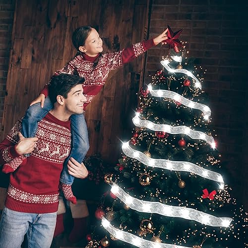 Miniatura 7 de Decoraciones de Navidad 2.5 pulgadas x 66 pies, 200 luces LED para árbol de Navidad con 8 modos de iluminación, funciona con pilas y funciona con