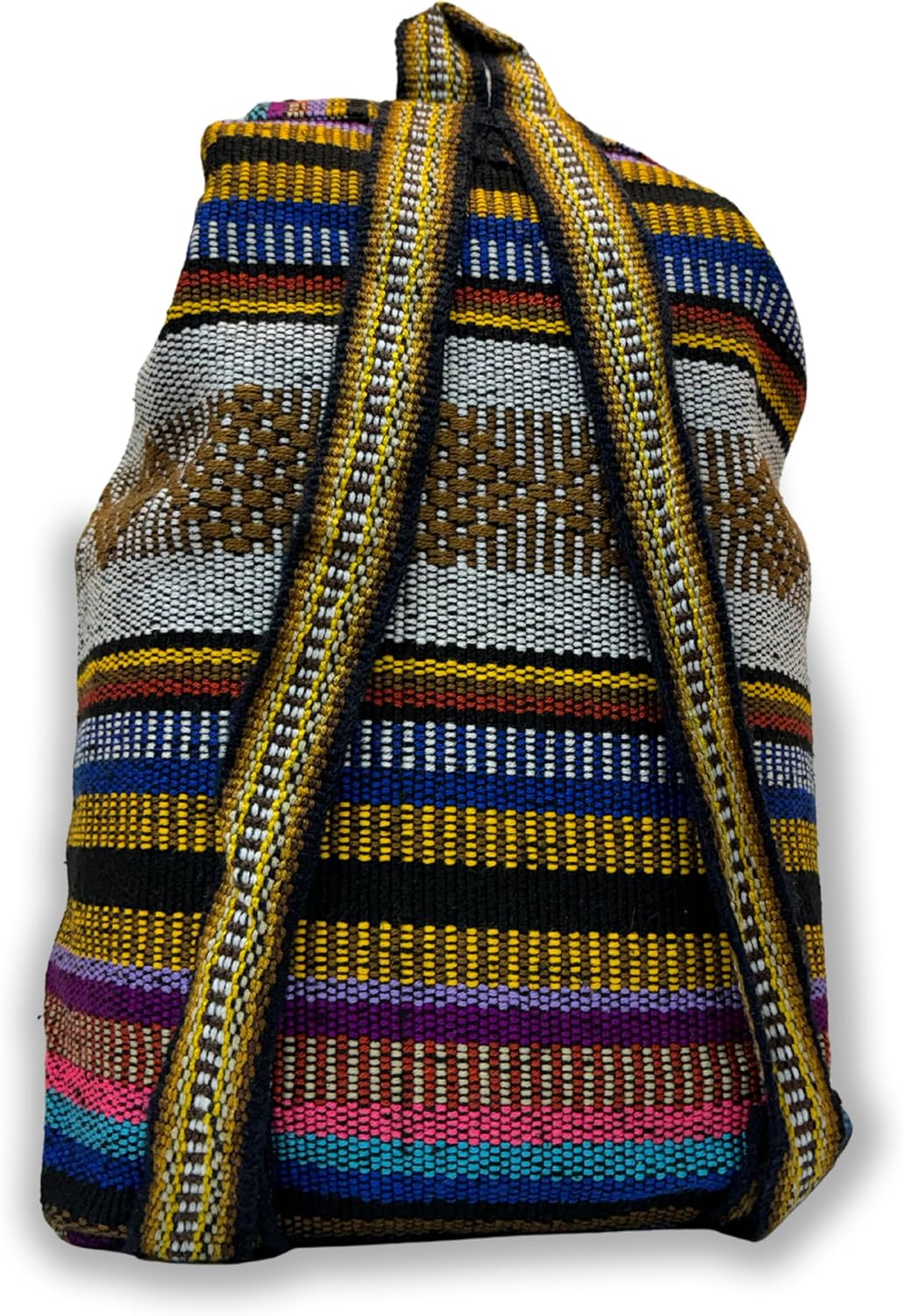 Handmade Mexican Backpack, Day Bag, Travel Bag, Utility, Semi-Large, White_rainbow_brown