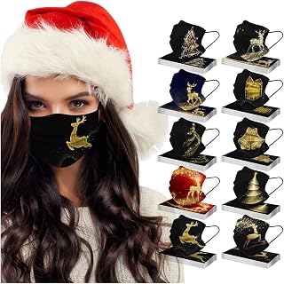 100 Pcs Adults Disposable Face_Masks Christmas Design with Elastic Earloop 3 Ply for Adult Christmas Decoration