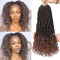 Vista 24 de Leeven 7 Paquetes Cabello Crochet Faux Locs con Puntas Rizadas 14 Pulgadas Pre-enrollado Goddess Locs Trenzas Crochet Cabello 84 Hebras Negro