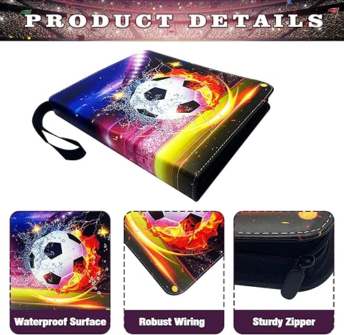 Miniatura 4 de Carpeta de tarjetas de fútbol con 4 bolsillos, carpeta de tarjetas coleccionables con mangas, carpeta de tarjetas deportivas, álbumes de tarjetas