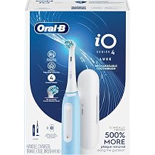 Oral-B iO Series 4 Electric Toothbrush with 1 Brush Head, Rechargeable, ICY Blue