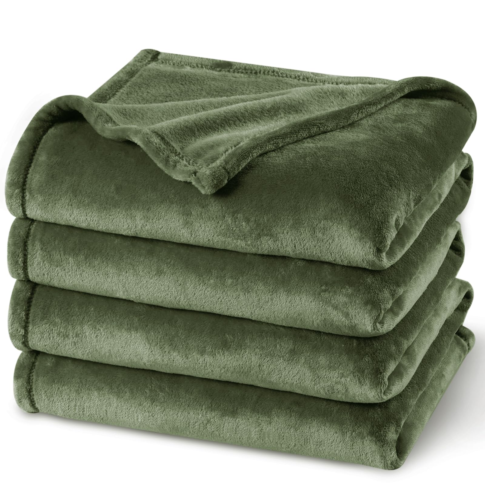 PHF Ultra Soft Fleece Blanket King Size, No Shed No Pilling Luxury Plush Cozy 300GSM Lightweight Blanket for Bed, Couch, Chair, Sofa Suitable for All Season, 108" x 90", Olive Green