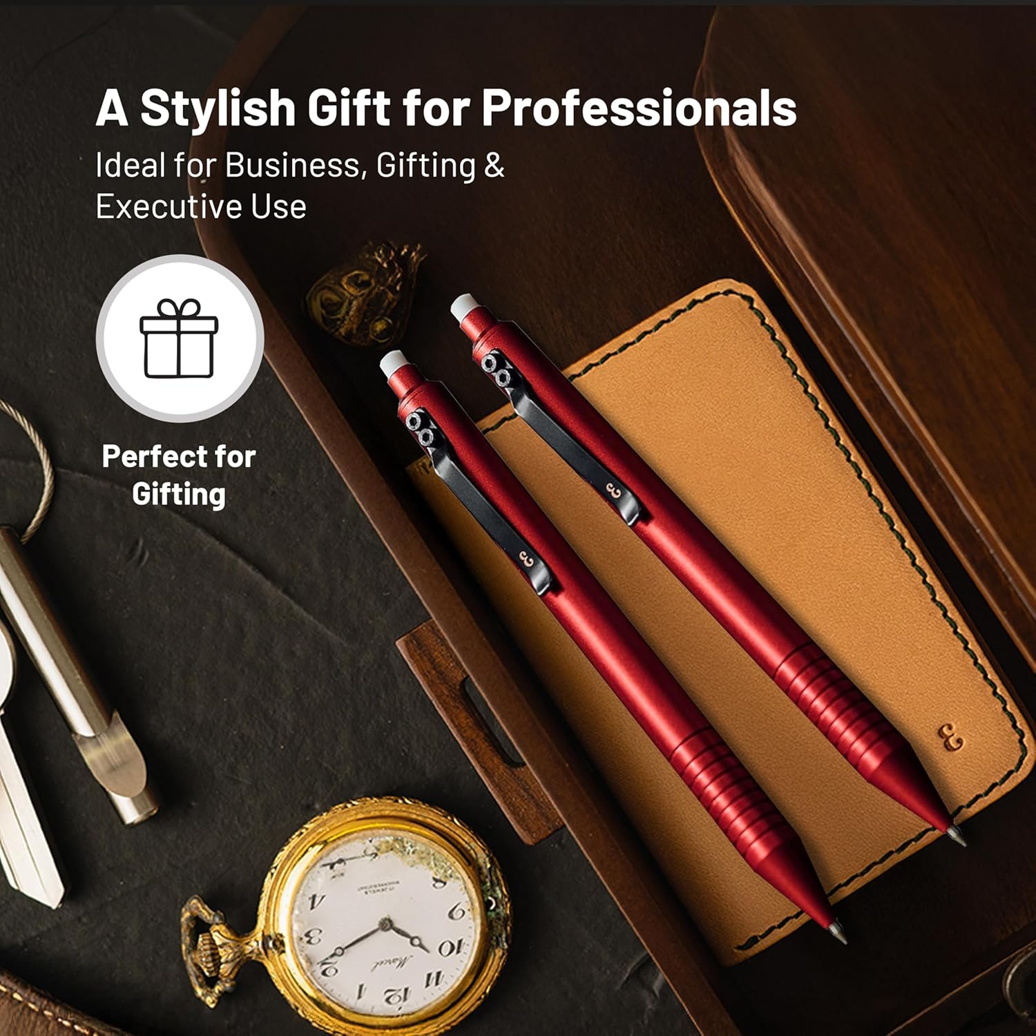 Everyman Crimson Grafton Mechanical Aluminum Pencil, Premium 0.5mm Lead Writing, Drawing & Sketching, ideal for Professionals, Students and Architects & EDC Pencil