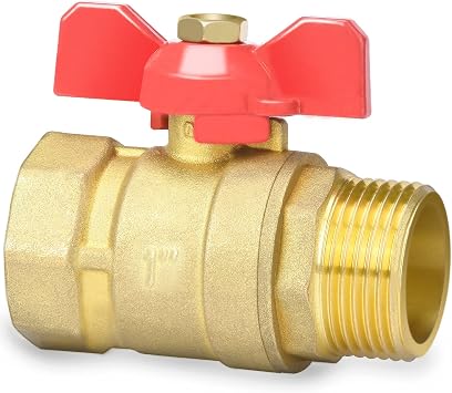 Brass Ball Valve 1 inch, Full Flow, Inside Outside Wing Handle, Temperature Resistance -20  C to +110  C