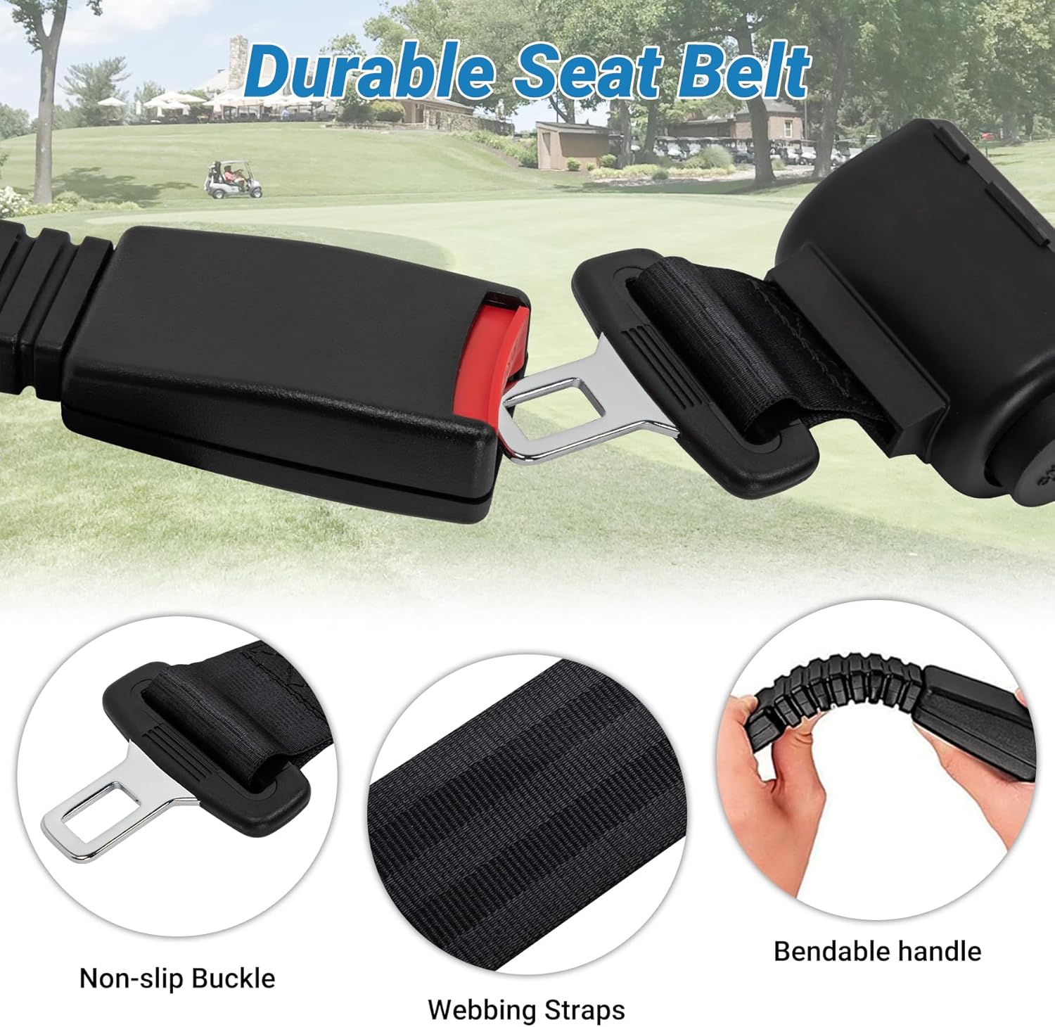 Universal Golf Cart Seat Belt, 4 Passengers (2+2) Ezgo Golf Cart Seat Belt, 47“ Retractable Club Car Seat Belts, Fits 4-Seats Golf Car for EZGO, Yamaha Club Car