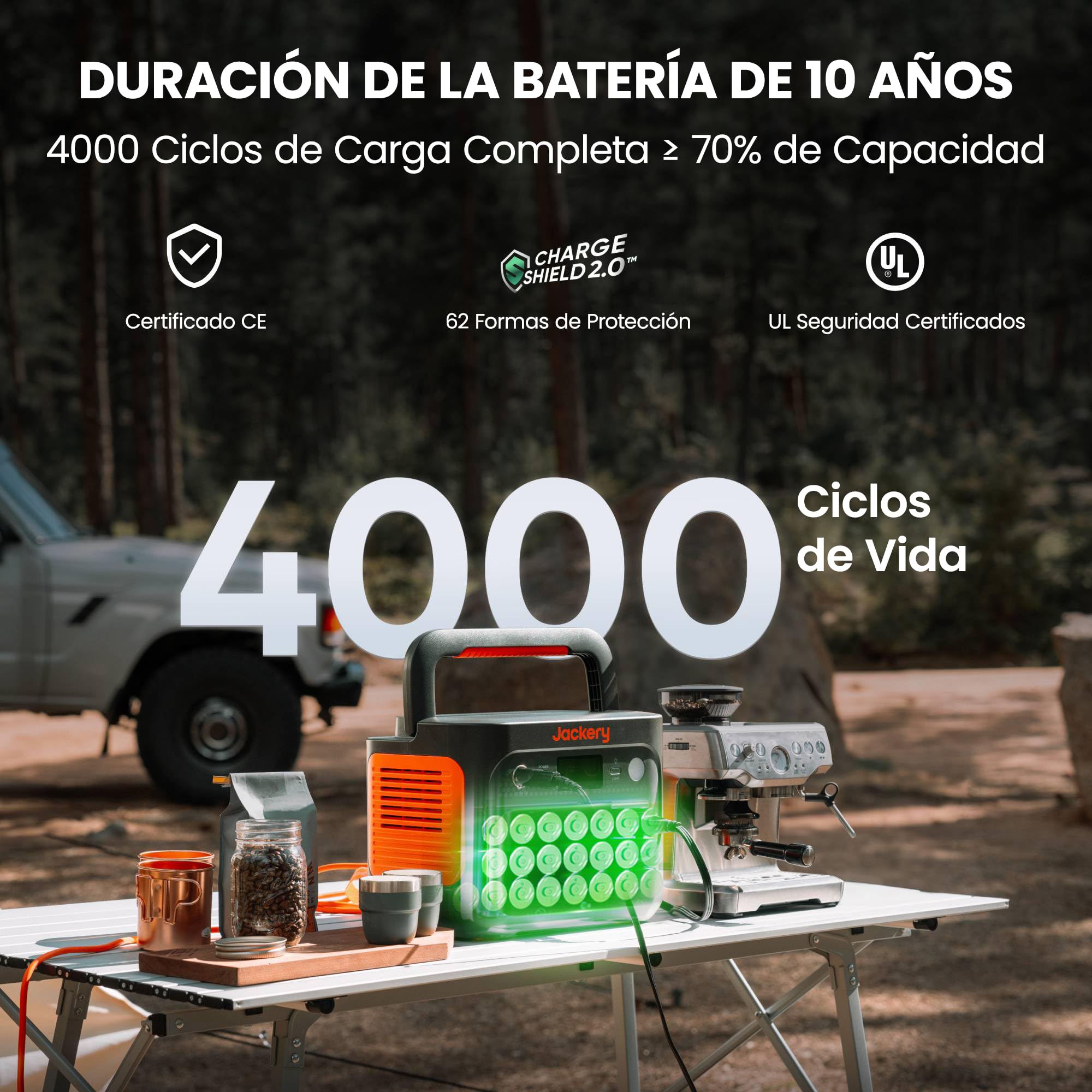 Generador Eléctrico Portátil Jackery Explorer 1000 v2 con 100W Panel Solar, 1070Wh Batería LFP, 1500W AC/100W USB-C Salida, Carga Completa Rápida 1H vía APP para Exteriores, Autocaravanas, Emergencias — view 6